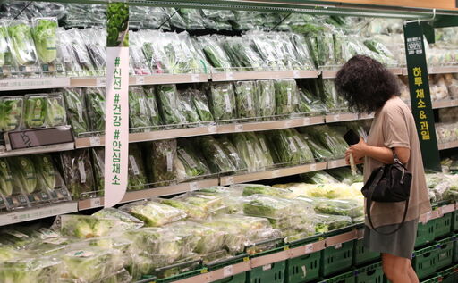 가파른 소비자물가 상승세가 이어지는 가운데 17일(일) 서울의 한 대형마트 채소 진열대 앞에서 소비자가 상품을 고르고 있다.(사진=뉴스1)