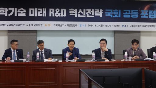 27일(월) 국회의원회관 제8간담회의실에서 김종민 의원 주최로 '과학기술 미래 R&D 혁신전략 국회 공동 포럼'이 진행 중인 모습.(사진=정유림 기자)